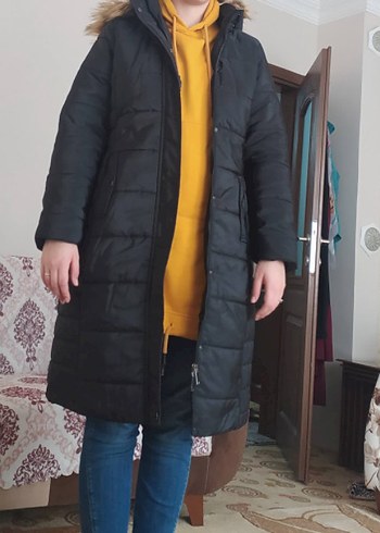 Siyah Kadın şişme Mont - Görsel 3