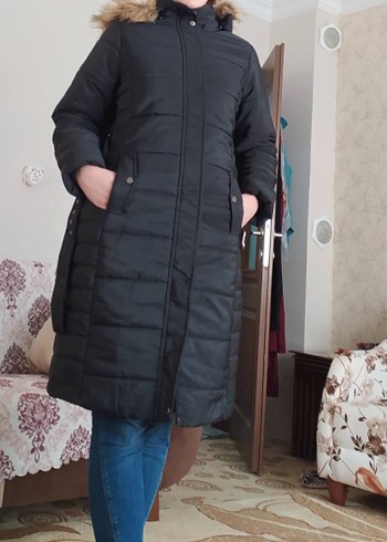 Siyah Kadın şişme Mont - Görsel 2