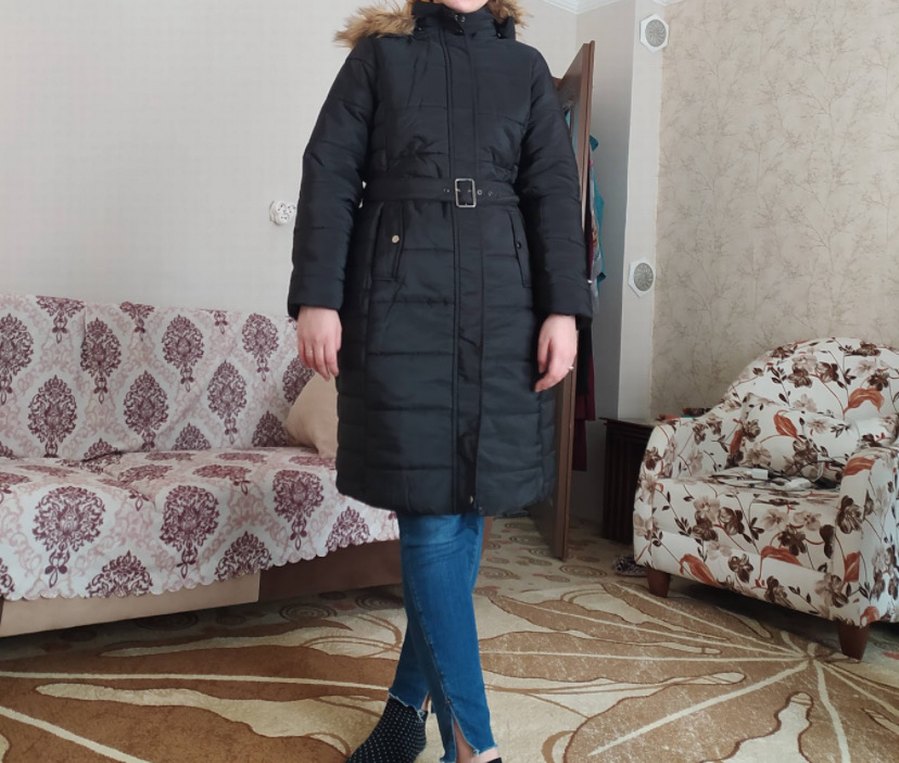 Siyah Kadın şişme Mont - Görsel 4