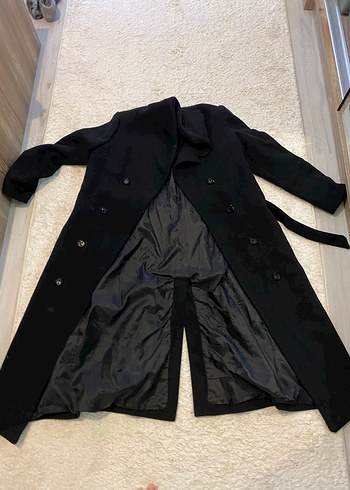 Kadın Siyah Kemerli Uzun Kaban - Görsel 3