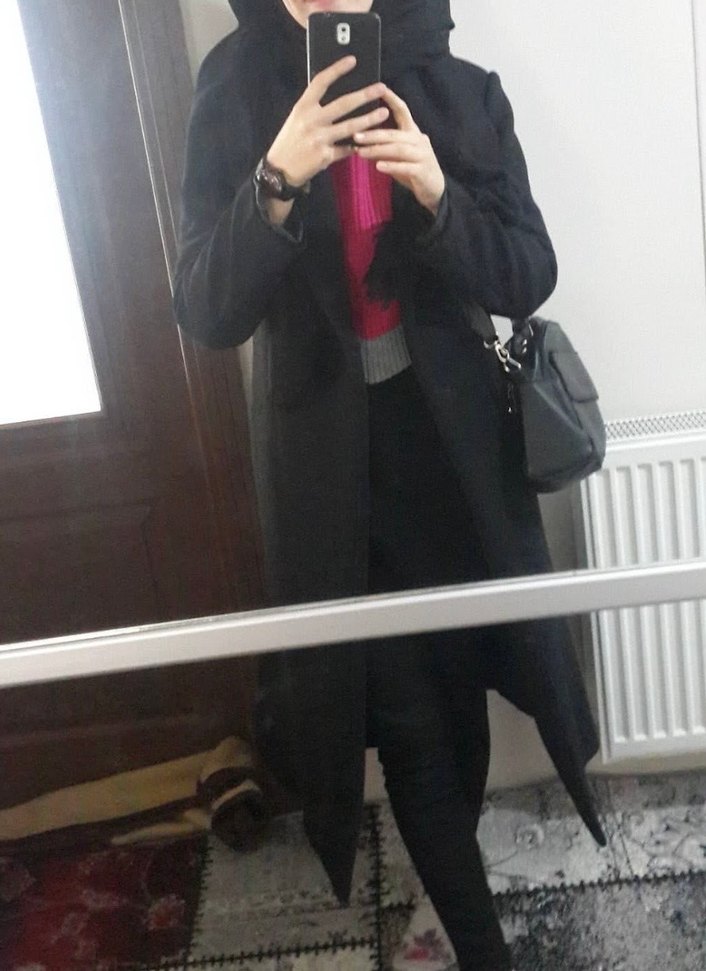 Kadın Siyah Kemerli Uzun Kaban - Görsel 2