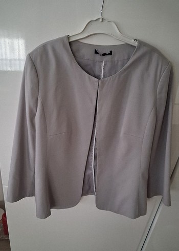 Düğmesiz Gri Kadın Blazer Ceket