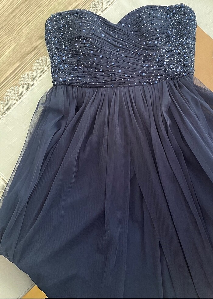 Lacivert gece elbisesi 38 beden - Görsel 4