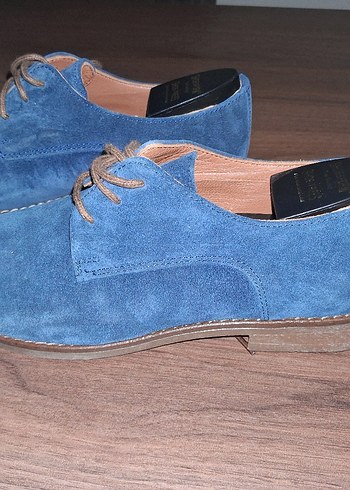 Mavi Süet Kadın Klasik Ayakkabı - Görsel 2