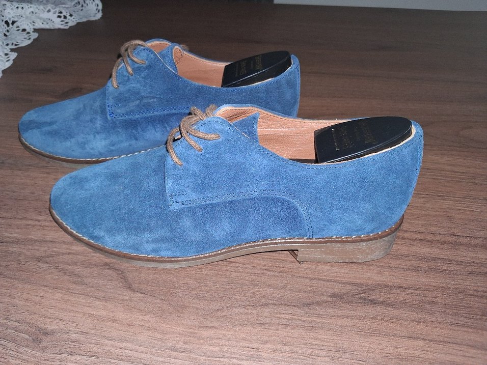 Mavi Süet Kadın Klasik Ayakkabı - Görsel 2