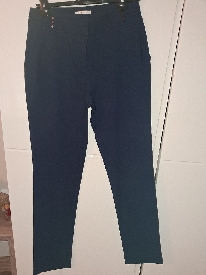 Kadın Lacivert Kemerli Kumaş Pantolon 40 beden - Görsel 2