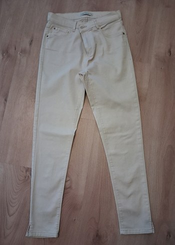 Bej Kadın Pamuk Kumaş Pantolon - Görsel 2