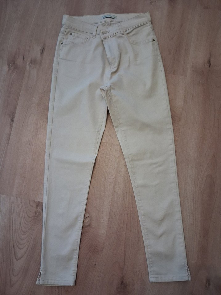 Bej Kadın Pamuk Kumaş Pantolon - Görsel 2