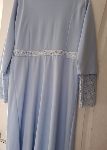 Mavi Uzun Kollu Drapeli Kadın Elbise - Görsel 2