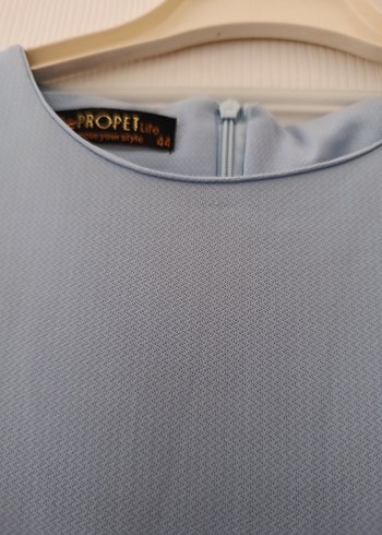 Mavi Uzun Kollu Drapeli Kadın Elbise - Görsel 4