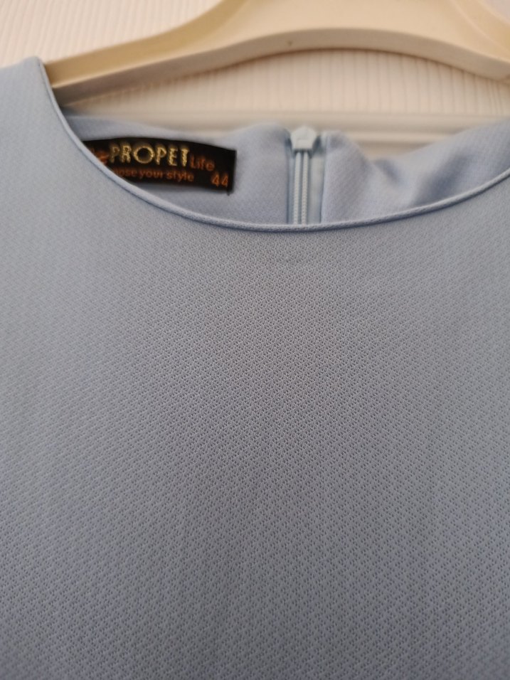 Mavi Uzun Kollu Drapeli Kadın Elbise - Görsel 4