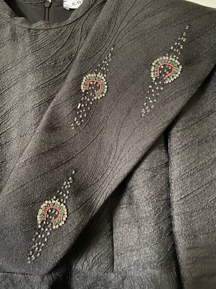 Düz Kesim Siyah Düğün Nişan Elbisesi Nakışlı - Görsel 2