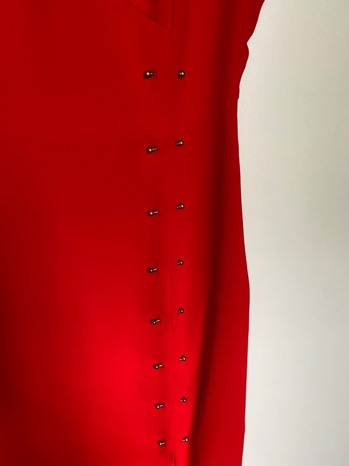 Kırmızı demir detaylı Uzun Abiye Elbise - Görsel 2