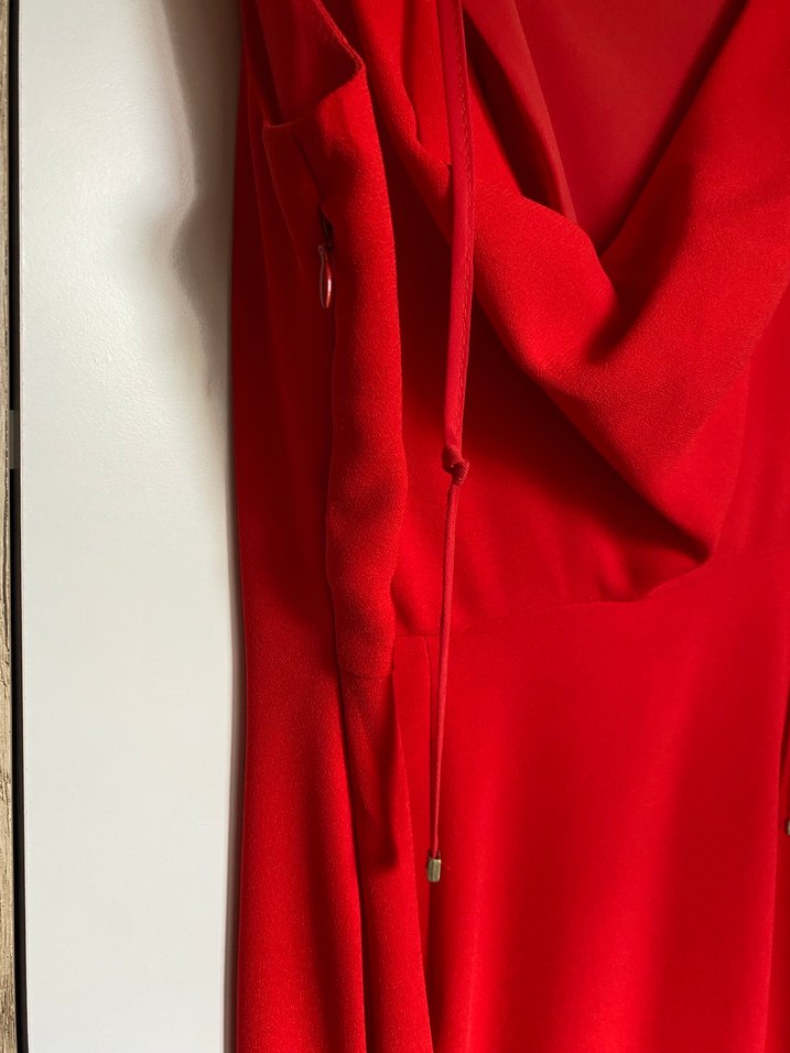 Kırmızı demir detaylı Uzun Abiye Elbise - Görsel 5