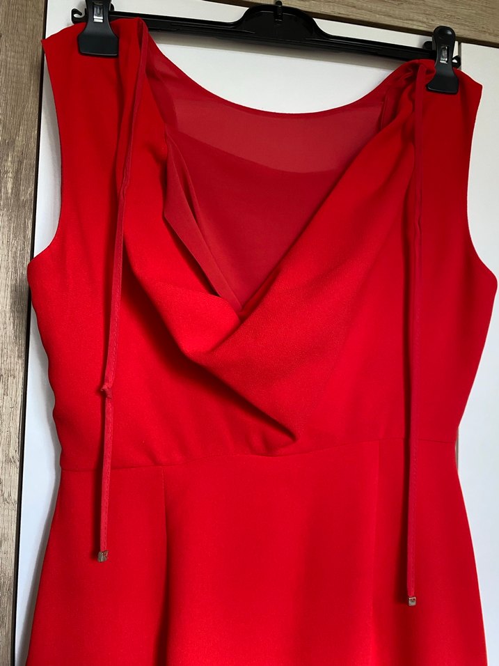 Kırmızı demir detaylı Uzun Abiye Elbise - Görsel 4