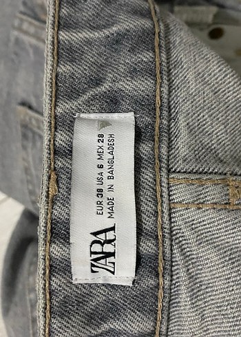 ZARA Düğmeli Gri Kadın Denim Pantolon mom jean - Görsel 4