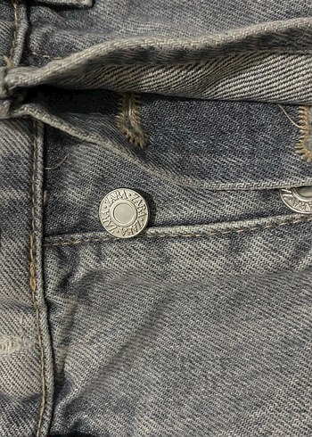 ZARA Düğmeli Gri Kadın Denim Pantolon mom jean - Görsel 6