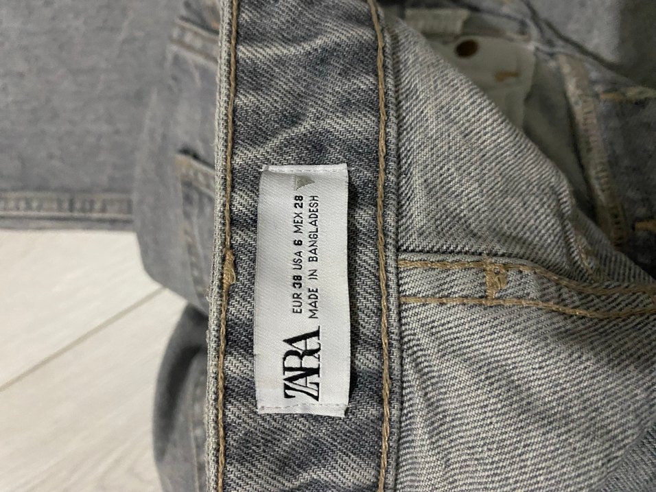 ZARA Düğmeli Gri Kadın Denim Pantolon mom jean - Görsel 4