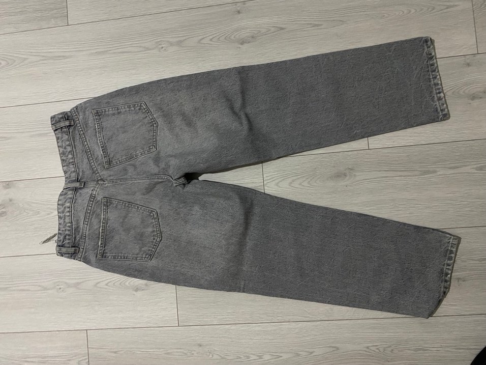 ZARA Düğmeli Gri Kadın Denim Pantolon mom jean - Görsel 2