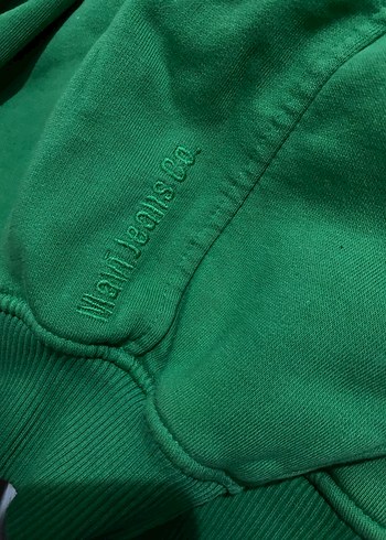 Yeşil Kapüşonlu  Oversize Kadın Sweatshirt MAVİ - Görsel 2