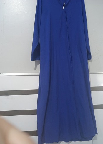 tesettür elbise Uzun Mavi Kadın Robe - Görsel 3