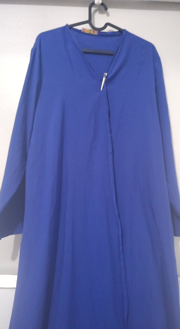 tesettür elbise Uzun Mavi Kadın Robe - Görsel 4