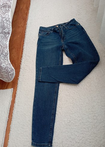 Kadın Mavi Denim Normal Boy Rahat Kesim Jean
