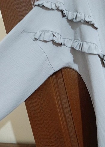 xxl Beden gri Renk Uzun Kollu Fırfırlı ayrobin Tunik