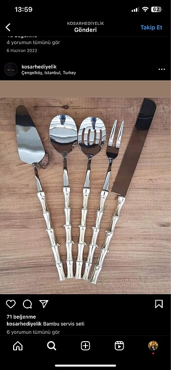 5 PARÇA YEMEK SERVİS SETİ BAMBU GÜMÜŞ