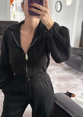 Siyah Rahat Kesim Kadın tulum triko harika rahatlıkta - Görsel 2