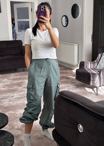 Kadın yeşil  Loose Fit Midi Boyfriend Pantolon - Görsel 2