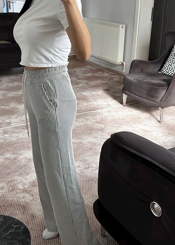 Gri Kadın Bol Kesim pamuklu Pantolon - Görsel 3