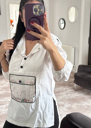 Şeffaf Beyaz Kapüşonlu Kadın sweat - Görsel 2