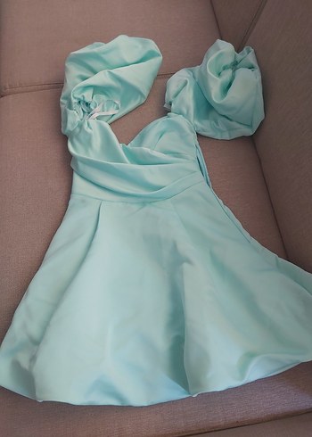 Turkuaz Drapeli Straplez Mini Hamile Bluz - Görsel 3