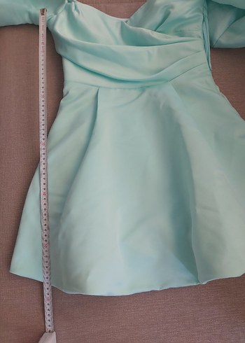 Turkuaz Drapeli Straplez Mini Hamile Bluz - Görsel 7