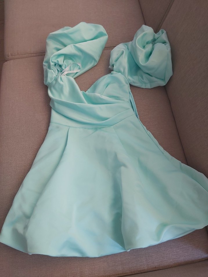 Turkuaz Drapeli Straplez Mini Hamile Bluz - Görsel 3