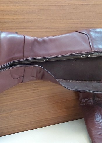 Kahverengi Deri Tokalı Dizüstü Kadın Çizme - Görsel 5