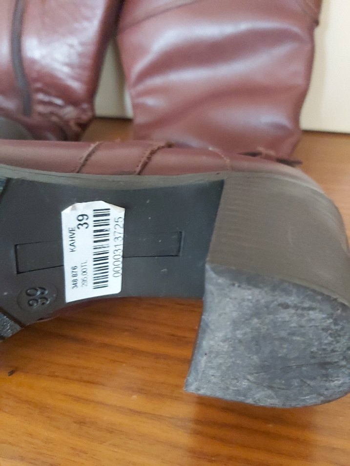 Kahverengi Deri Tokalı Dizüstü Kadın Çizme - Görsel 4