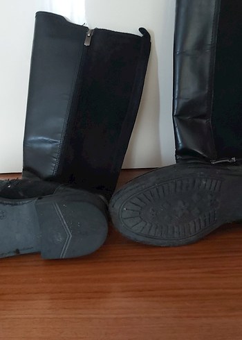 Siyah Süet Tokalı Dizüstü Kadın Çizme - Görsel 4