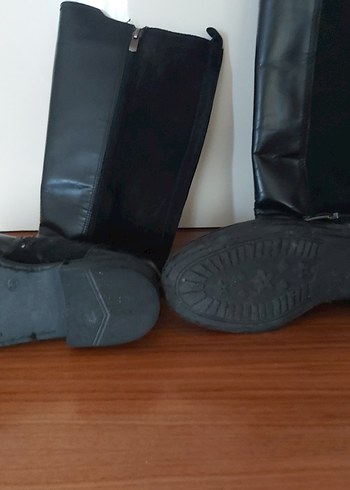 Siyah Süet Tokalı Dizüstü Kadın Çizme - Görsel 3