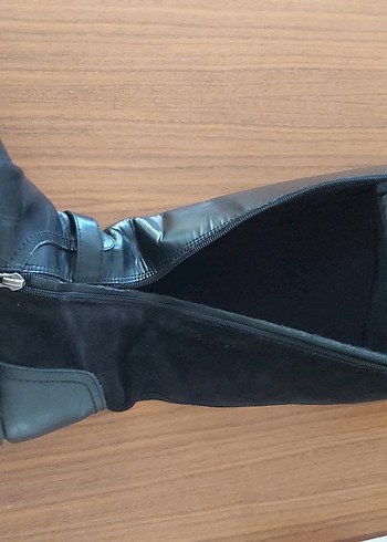 Siyah Süet Tokalı Dizüstü Kadın Çizme - Görsel 5