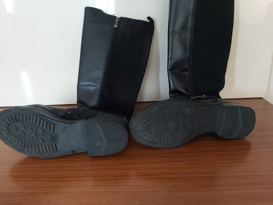 Siyah Süet Tokalı Dizüstü Kadın Çizme - Görsel 4