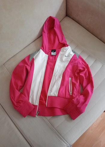 Kız Çocuk Parlak Pembe Kapüşonlu Fermuarlı Ceket