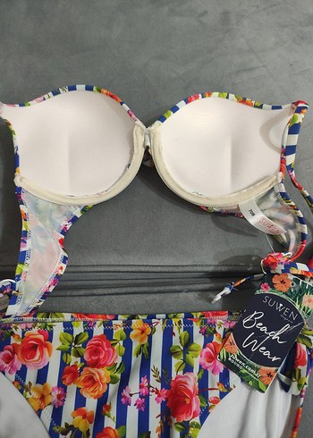 m Beden Çiçek Desenli Mini Bikini Takımı