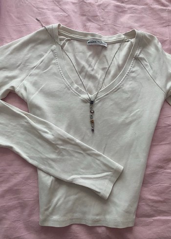 Bershka v yaka uzun kollu bluz