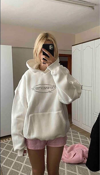 s Beden beyaz Renk Taşlı sweatshirt
