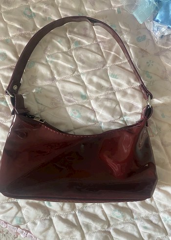 Bordo Parlak Deri çanta - Görsel 2