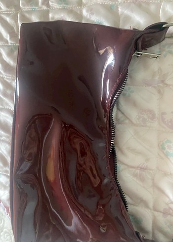 Bordo Parlak Deri çanta - Görsel 6