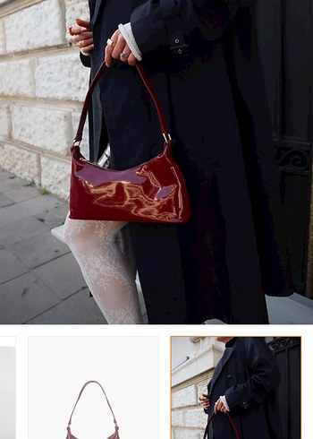 Bordo Parlak Deri çanta - Görsel 7