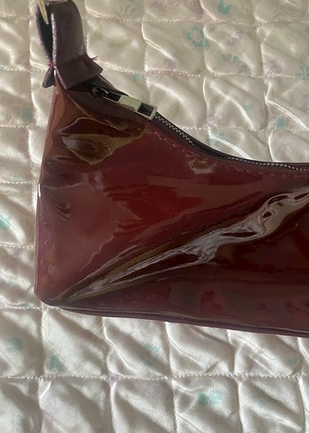 Bordo Parlak Deri çanta - Görsel 4